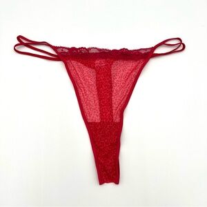 True Vintage Y2K Victoria's Secret Red Strappy Lace Thong Panties Leopard Print
